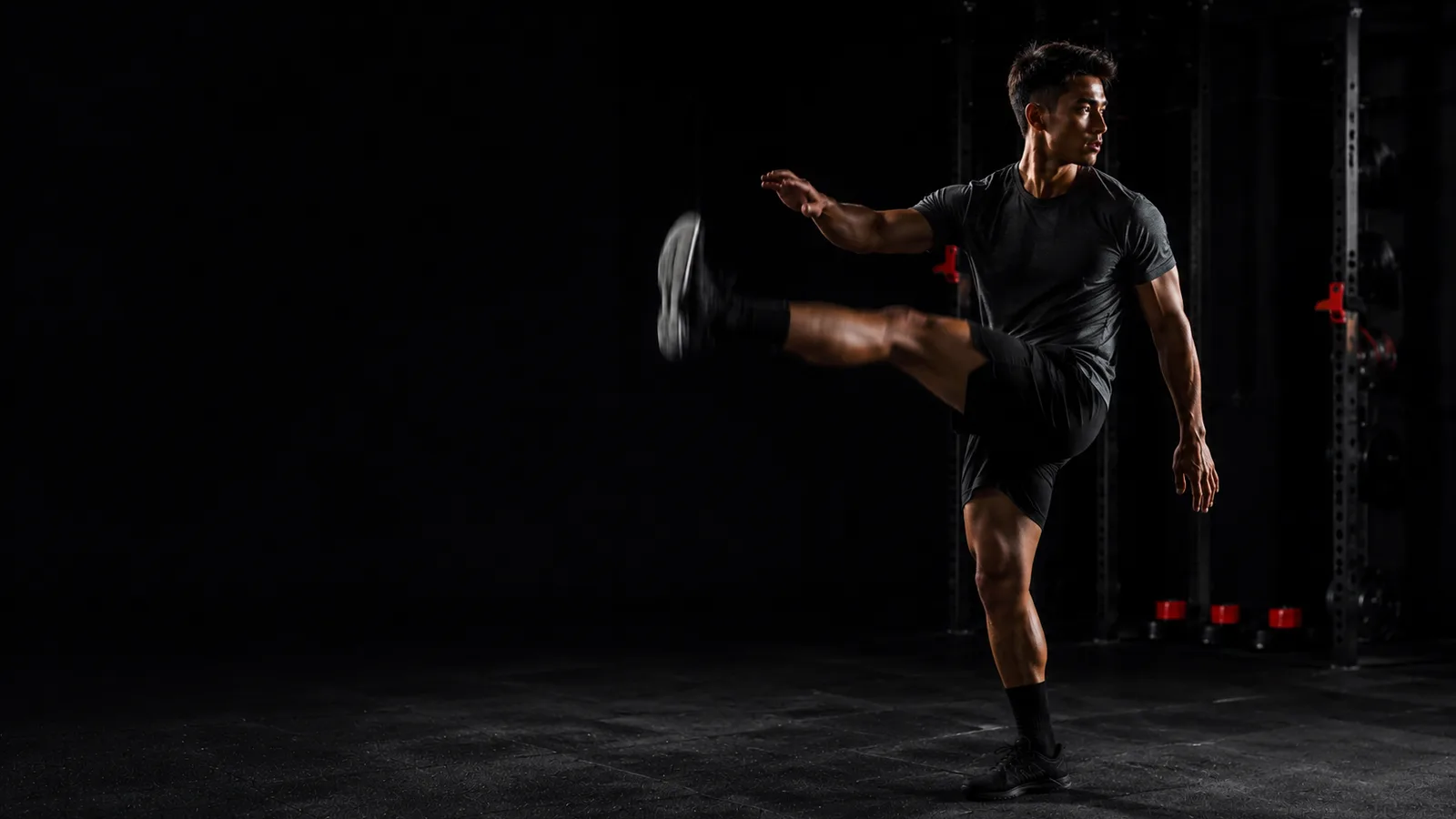 Atleta realizando un estiramiento dinámico antes de entrenar, con el título del artículo sobre estiramiento dinámico o estático